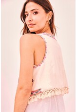 NKN Barcelona NKN Barcelona - Drea Boho Bloom Embroidered Fringe Vest (Ivory)