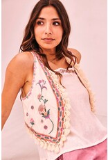 NKN Barcelona NKN Barcelona - Drea Boho Bloom Embroidered Fringe Vest (Ivory)