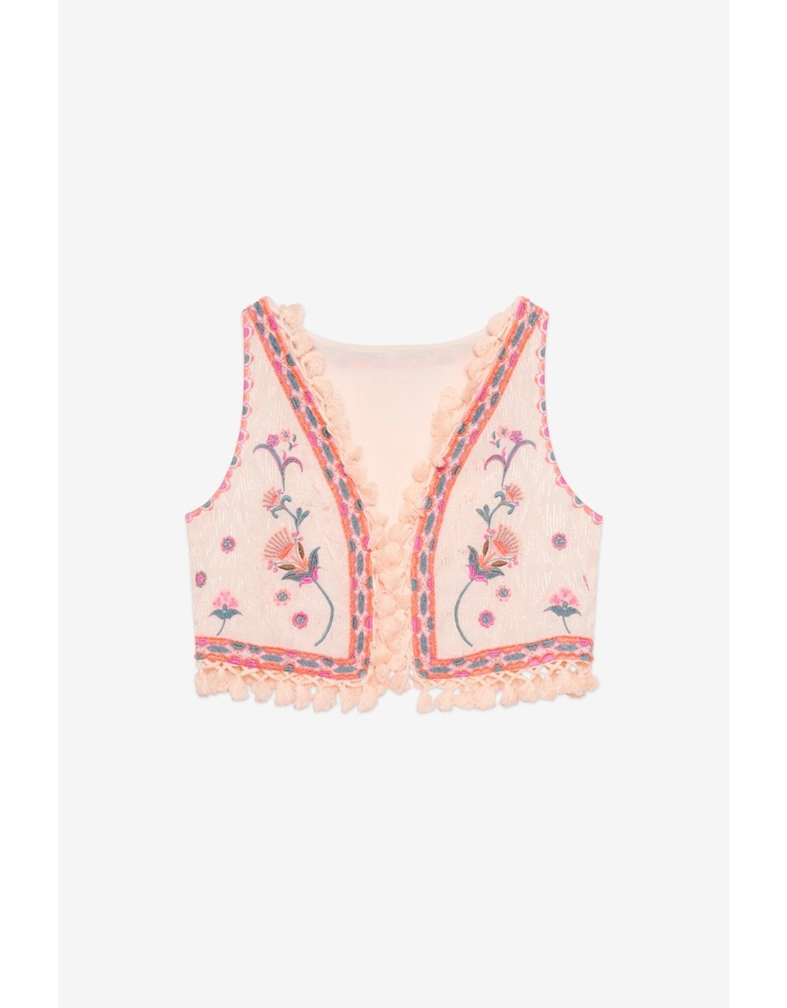 NKN Barcelona NKN Barcelona - Drea Boho Bloom Embroidered Fringe Vest (Ivory)