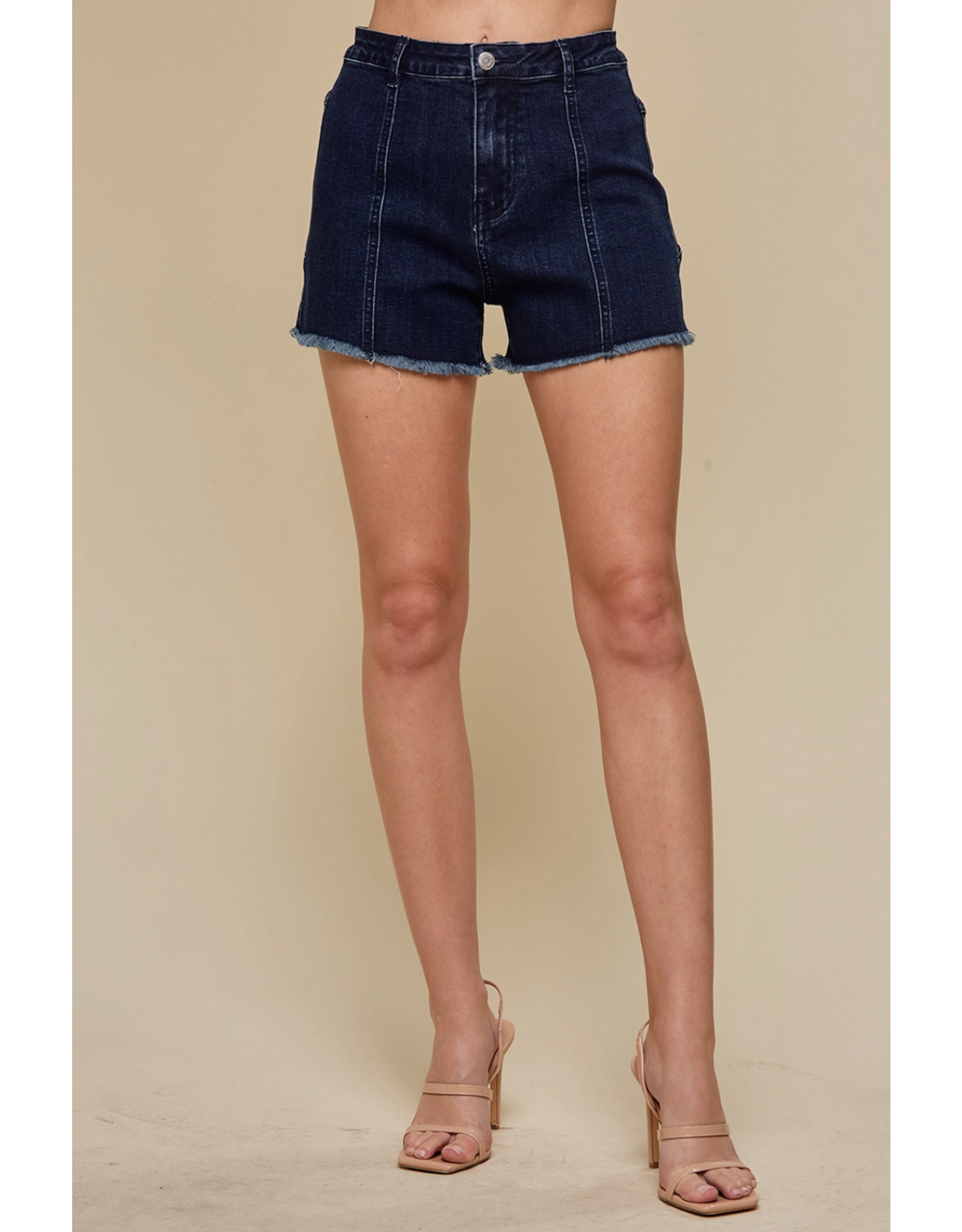 Saints & Hearts Denim Shorts with Star Pocket Patches (Dark Denim / Tan)