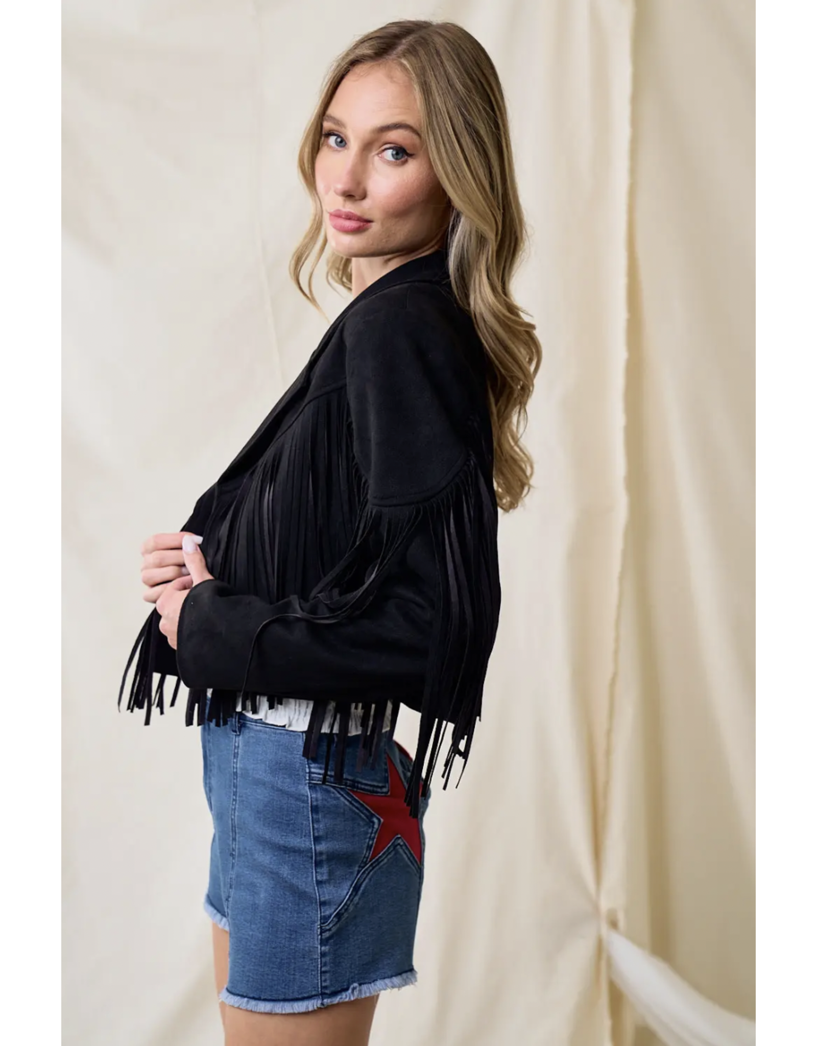 Saints & Hearts Saints & Hearts - Saddle Up Fringe Moto Jacket (black)