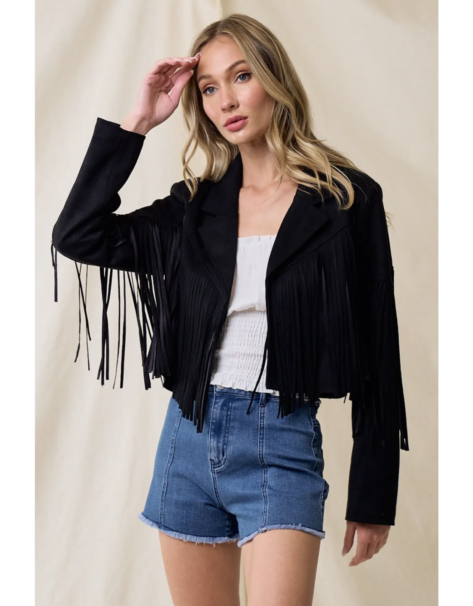 Saints & Hearts Saints & Hearts - Saddle Up Fringe Moto Jacket (black)