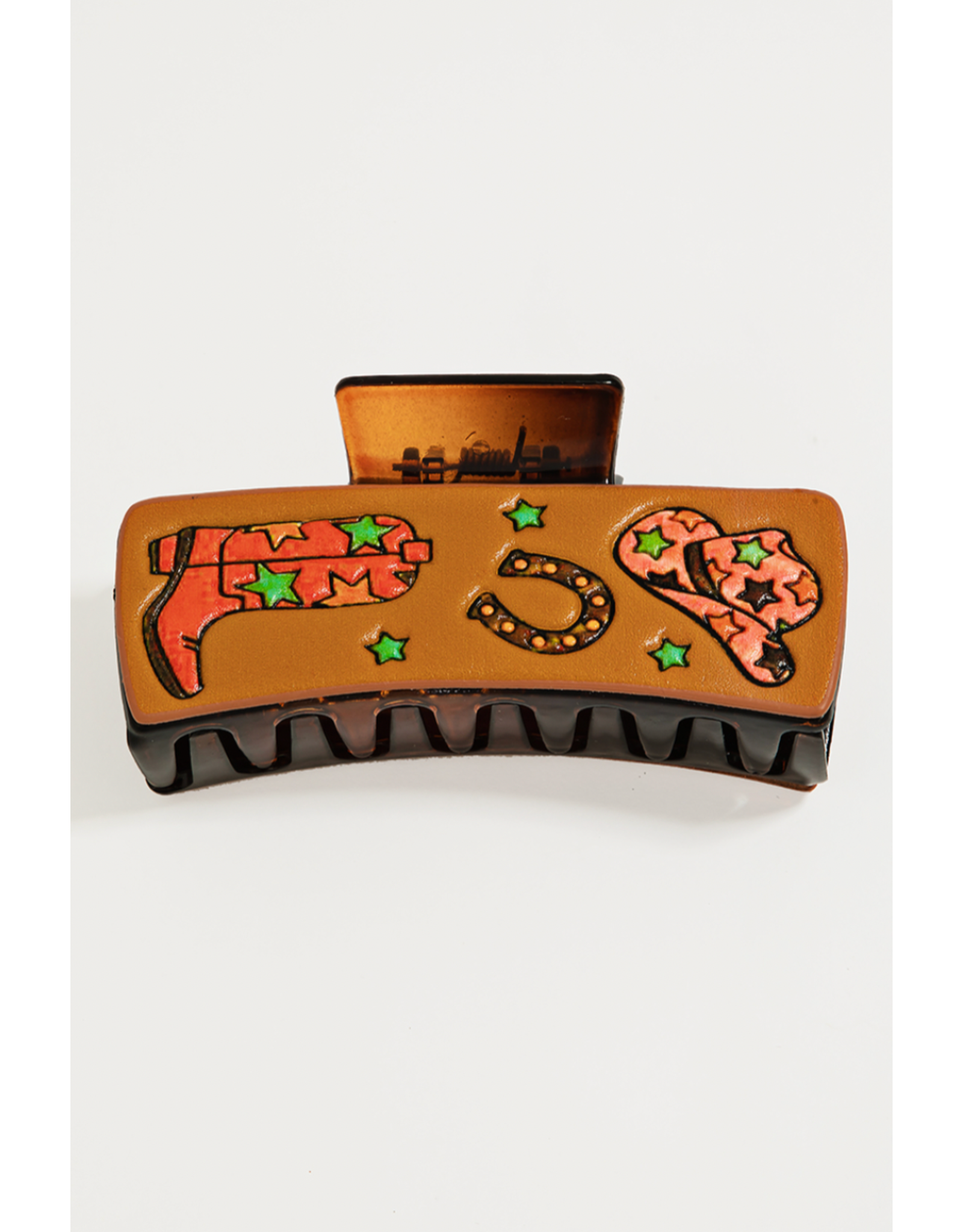 Fame Accessories Faux Leather Western Hair Claw