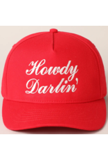Fashion City Howdy Darlin Text Designed Embroidery Baseball Cap (Red)