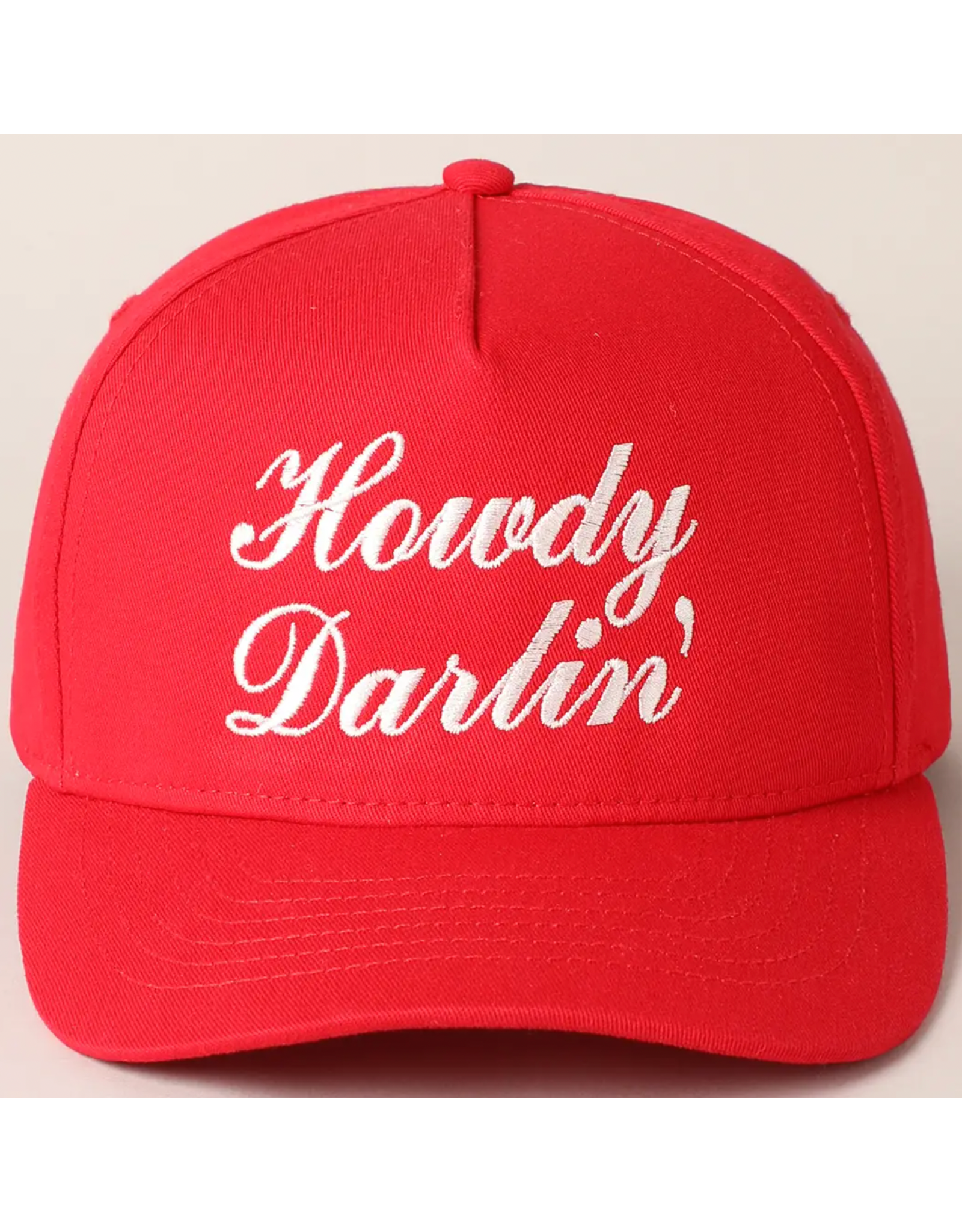 Fashion City Howdy Darlin Text Designed Embroidery Baseball Cap (Red)