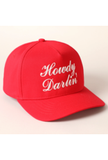 Fashion City Howdy Darlin Text Designed Embroidery Baseball Cap (Red)