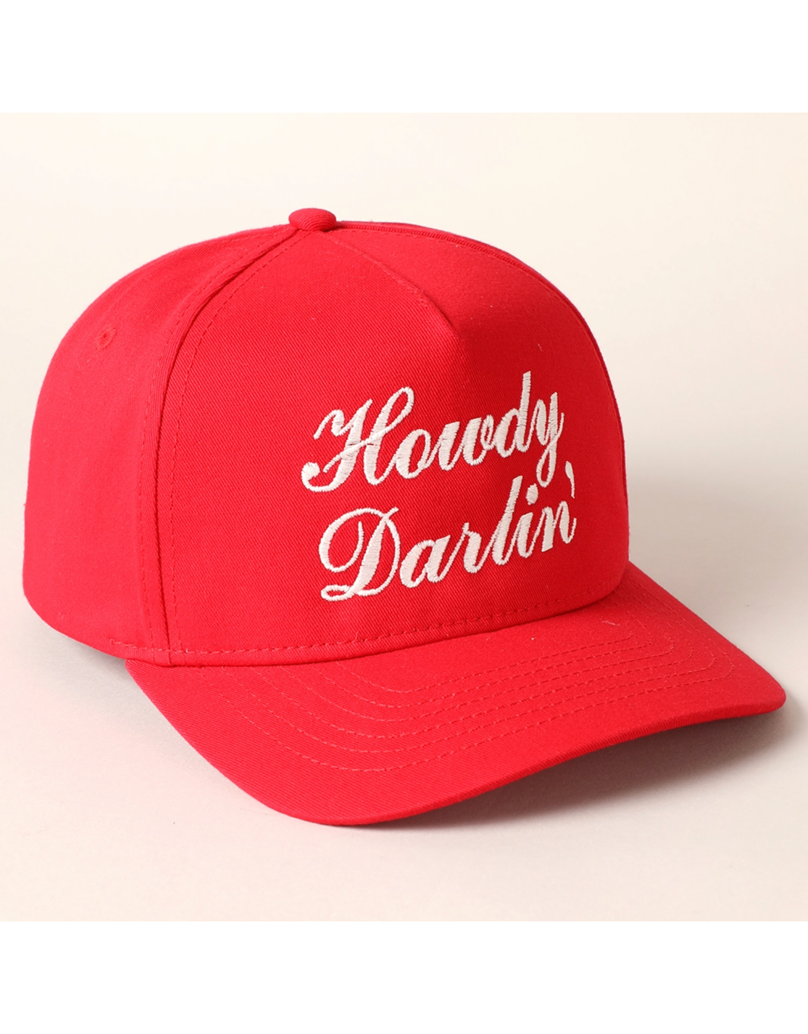 Fashion City Howdy Darlin Text Designed Embroidery Baseball Cap (Red)