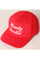 Fashion City Howdy Darlin Text Designed Embroidery Baseball Cap (Red)