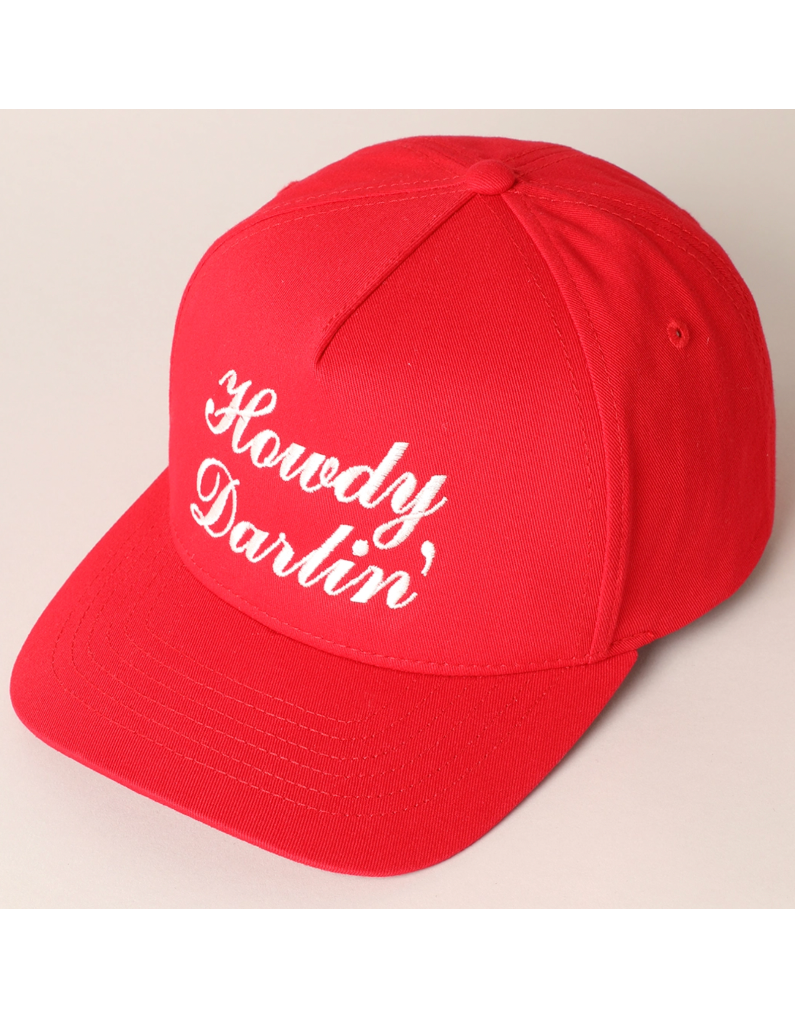 Fashion City Howdy Darlin Text Designed Embroidery Baseball Cap (Red)
