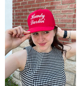 Fashion City Howdy Darlin Text Designed Embroidery Baseball Cap (Red)