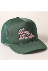 Fashion City Day Drinkin Embroidery Mesh Back Trucker Hat (Green)