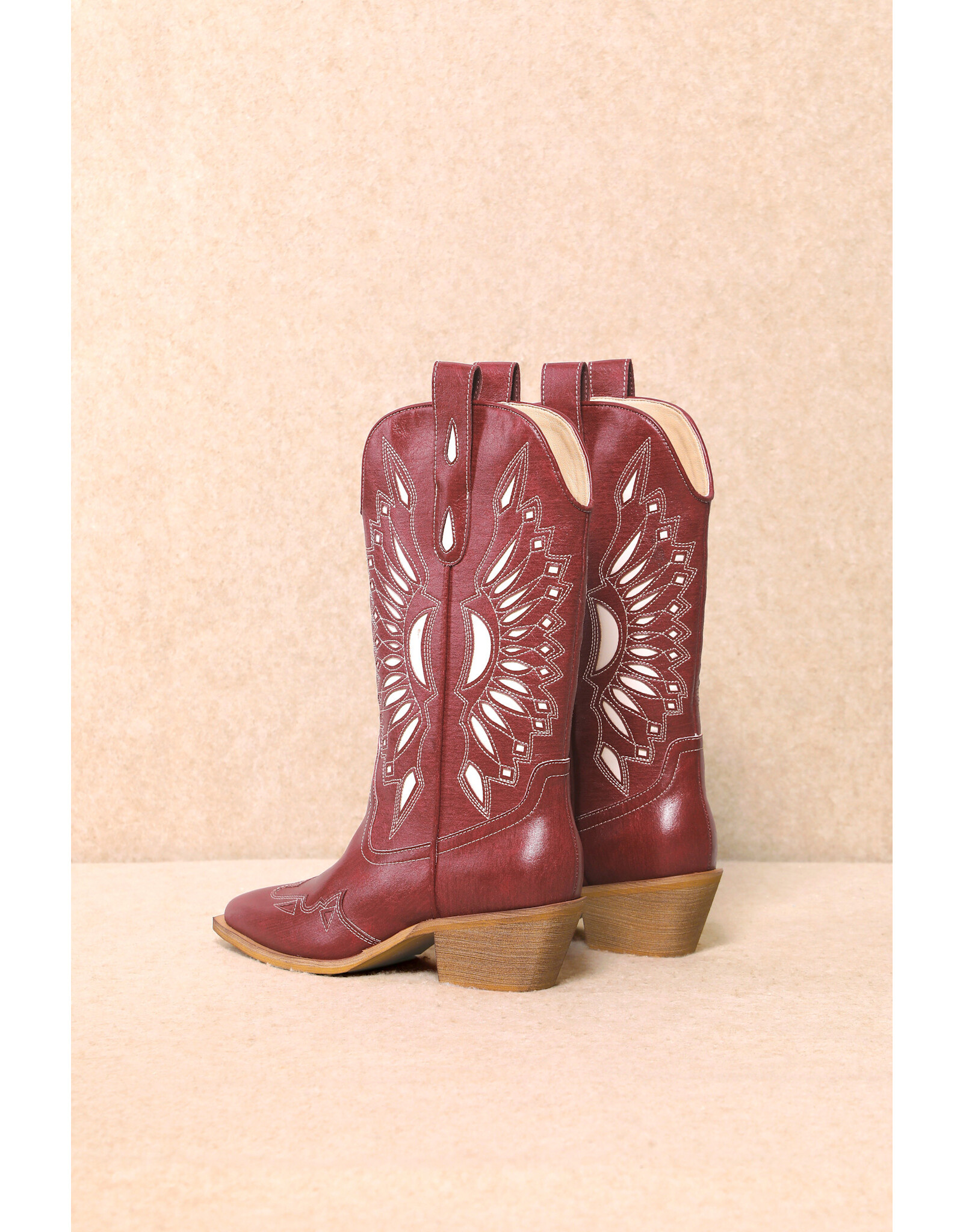 Let's See Style Britney Cut Out Western Boots (Ruby)