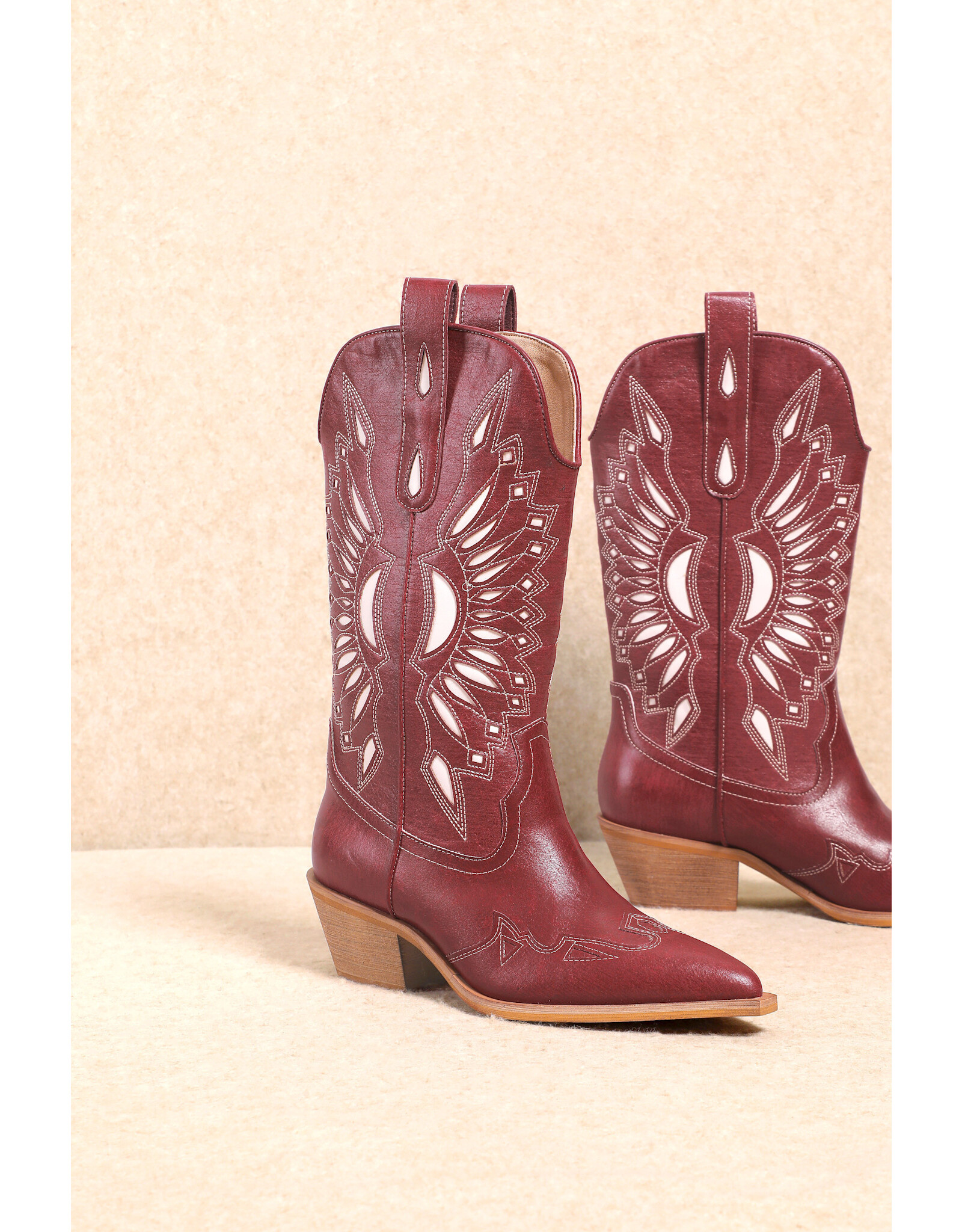 Let's See Style Britney Cut Out Western Boots (Ruby)