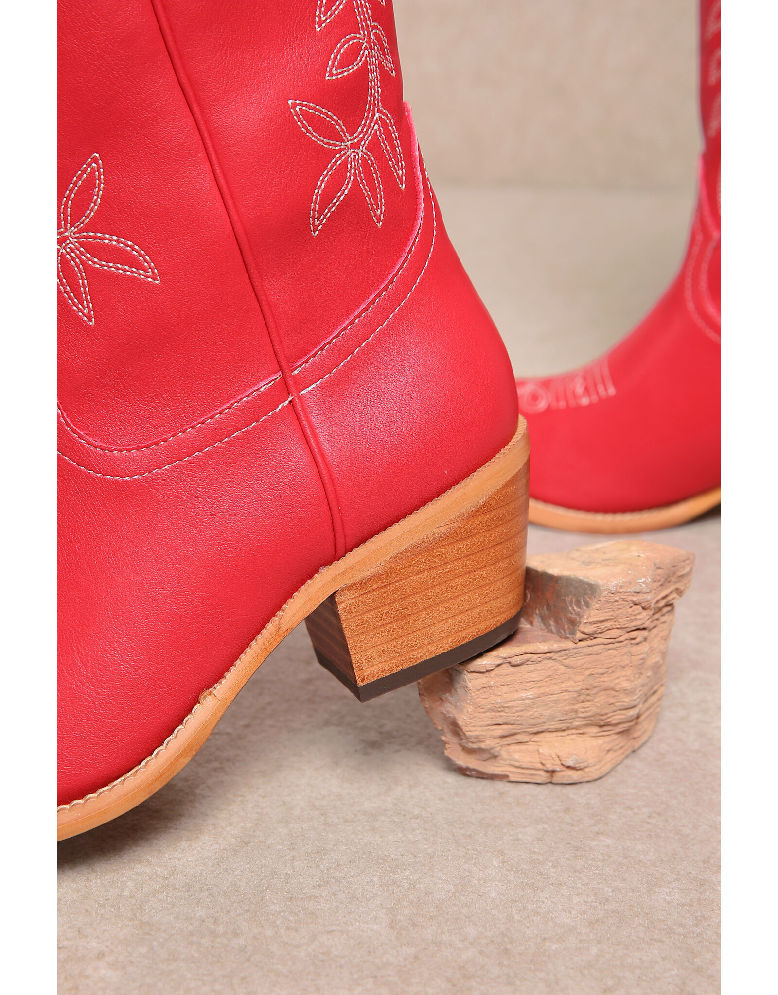 Let's See Style Stella - Western Boots Knee High Tall Boots (Red)