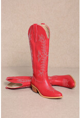 Let's See Style Stella - Western Boots Knee High Tall Boots (Red)