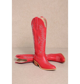 Let's See Style Stella - Western Boots Knee High Tall Boots (Red)