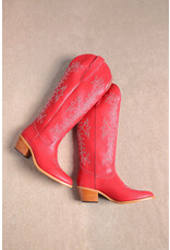 Let's See Style Stella - Western Boots Knee High Tall Boots (Red)