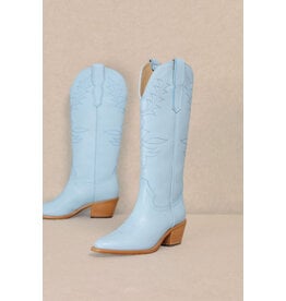 Let's See Style Adel - Festival Chunky Heeled Cowboy Cowgirl Boots (Powder Blue)