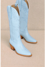 Let's See Style Adel - Festival Chunky Heeled Cowboy Cowgirl Boots (Powder Blue)