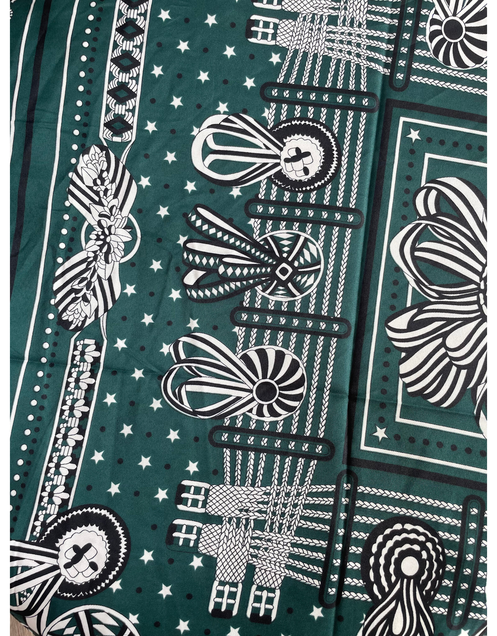 Fame Accessories Ribbon And Braids Paisley Square Bandana (Green)