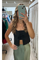 ee:some Tie Front Sleeveless Top (Black)