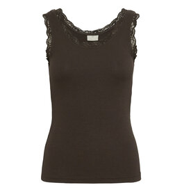 Kaffe Kaffe - Omi Lace Trim Tank (Black Coffee)