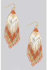 Fame Accessories Seed Beaded Fringe Earrings (Rust / Gold / Nude)