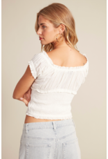 RD Style RD Style - Mica Puff Short Sleeve Shirred Top (White)