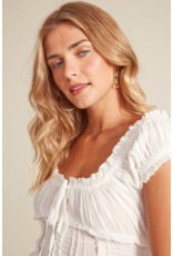 RD Style RD Style - Mica Puff Short Sleeve Shirred Top (White)