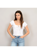 RD Style RD Style - Mica Puff Short Sleeve Shirred Top (White)