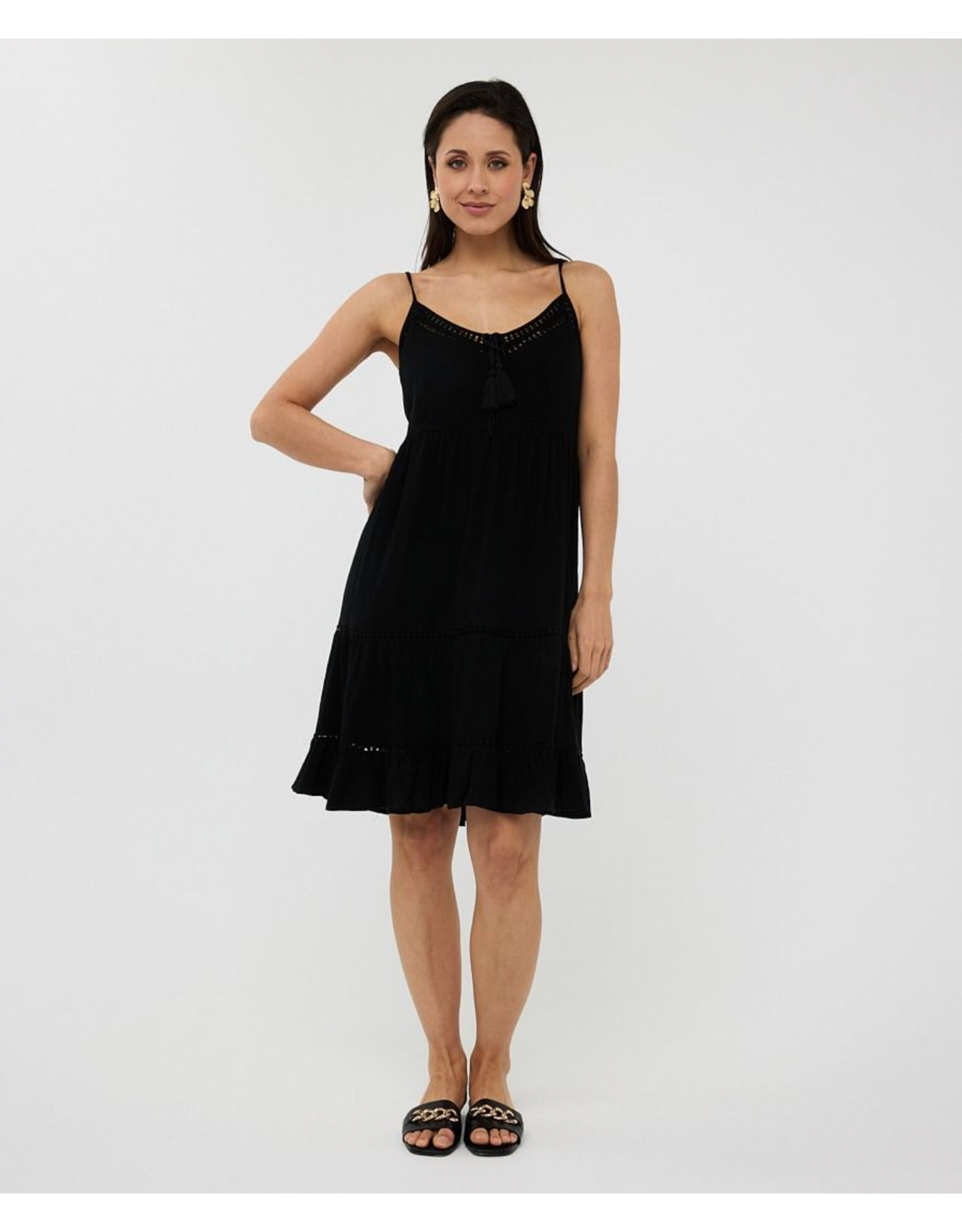 EsQualo Esqualo - Spaghetti Strap Dress with Tassel Detail