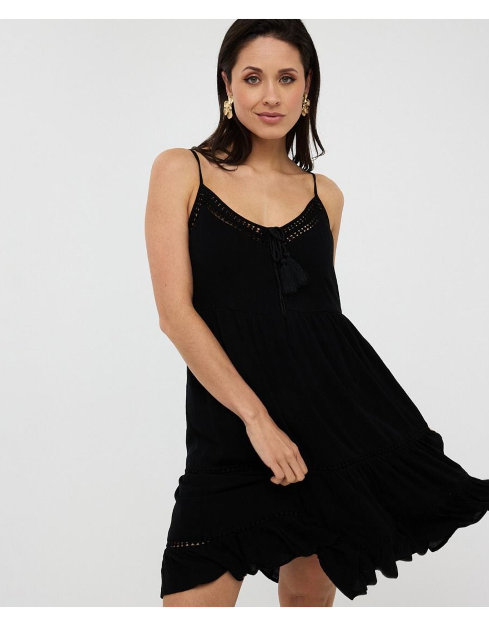 EsQualo Esqualo - Spaghetti Strap Dress with Tassel Detail