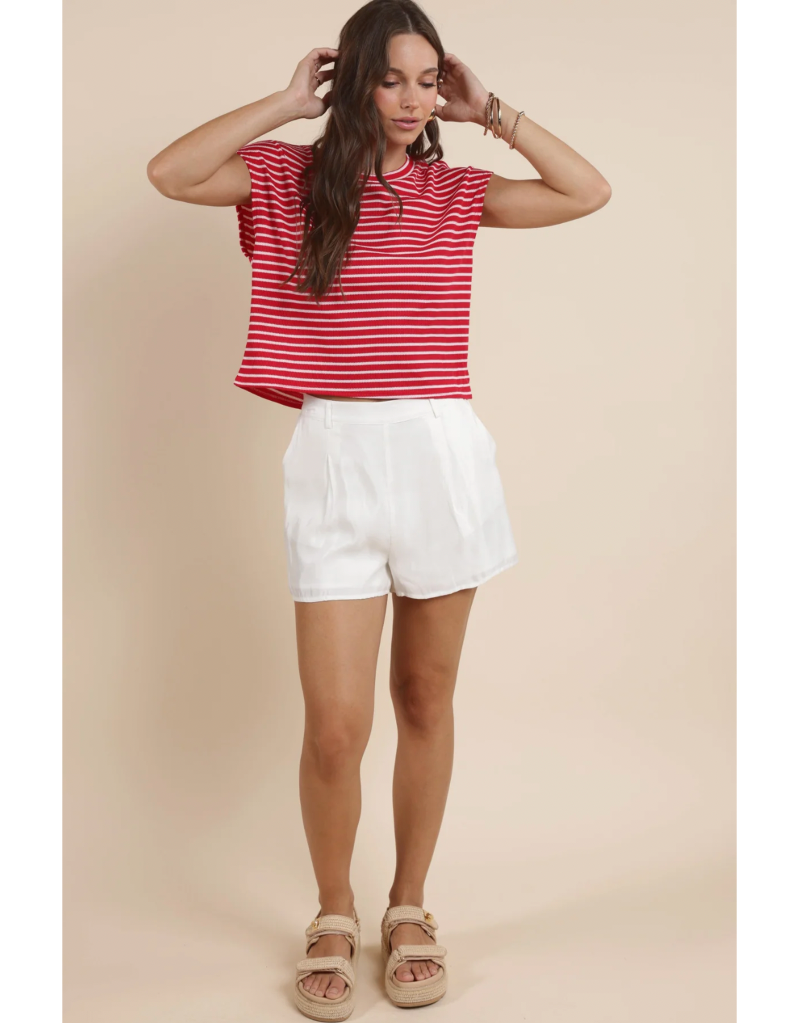 Sadie & Sage Sadie & Sage - Chase the Sun Striped Top (Red / White)