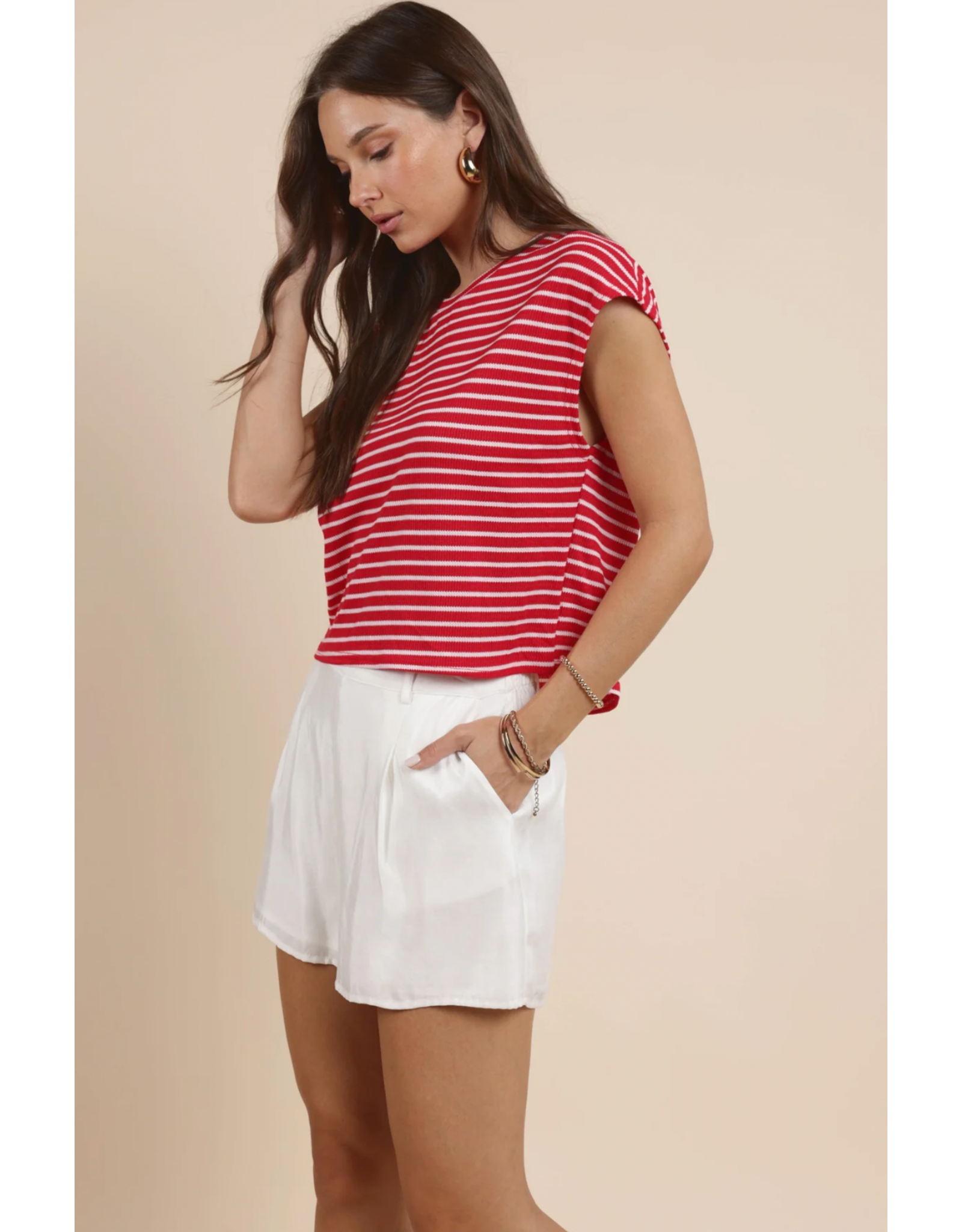 Sadie & Sage Sadie & Sage - Chase the Sun Striped Top (Red / White)