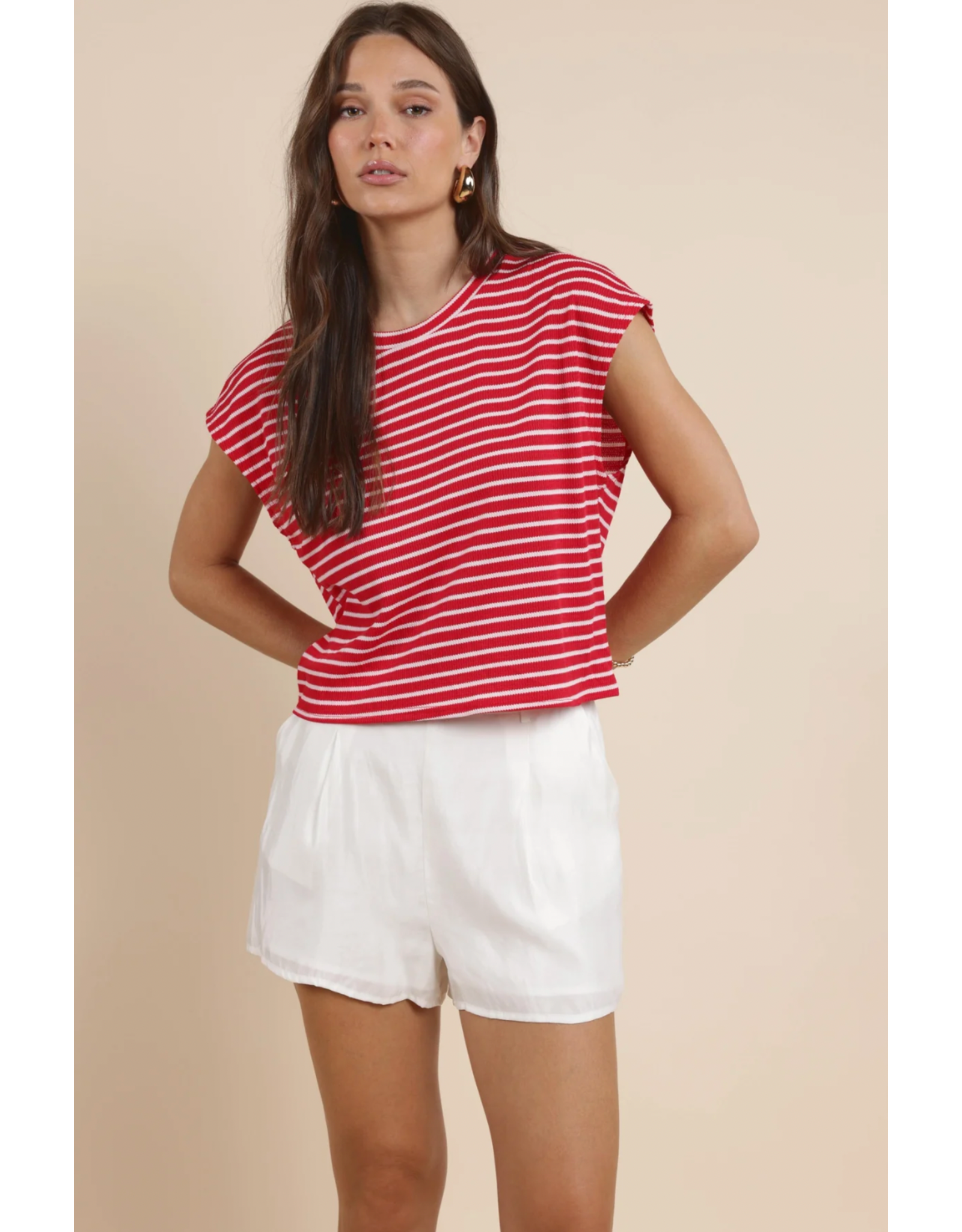 Sadie & Sage Sadie & Sage - Chase the Sun Striped Top (Red / White)