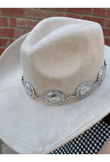Fame Accessories Boho Disc Strap Cowboy Hat (Taupe)