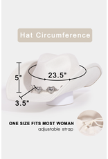 Fame Accessories Engraved Heart Charms Band Cowboy Hat (Ivory)