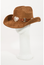 Fame Accessories Heart Buckle Cowboy Hat (Brown)