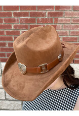 Fame Accessories Heart Buckle Cowboy Hat (Brown)