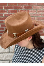 Fame Accessories Heart Buckle Cowboy Hat (Brown)