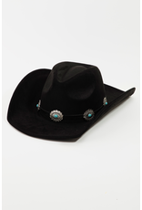 Fame Accessories Medallion Disc Strap Cowboy Hat (Black)