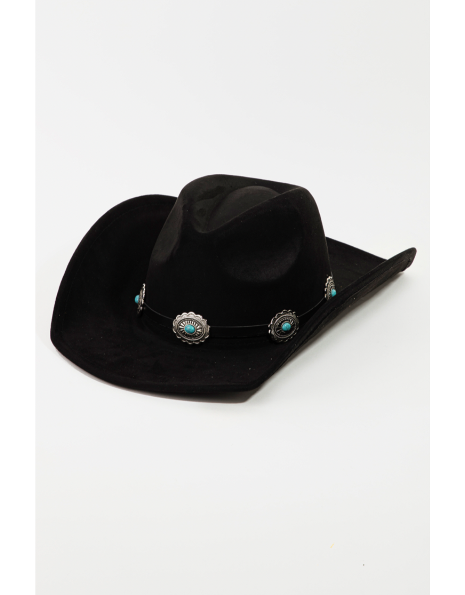 Fame Accessories Medallion Disc Strap Cowboy Hat (Black)