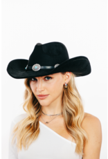 Fame Accessories Medallion Disc Strap Cowboy Hat (Black)