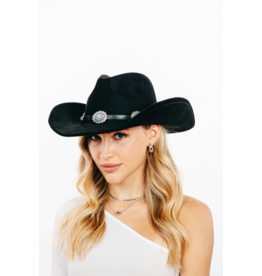 Fame Accessories Medallion Disc Strap Cowboy Hat (Black)
