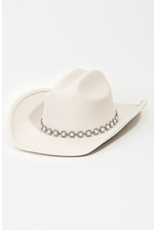 Fame Accessories Pearl Studded Cowboy Hat (Ivory)