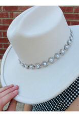 Fame Accessories Pearl Studded Cowboy Hat (Ivory)