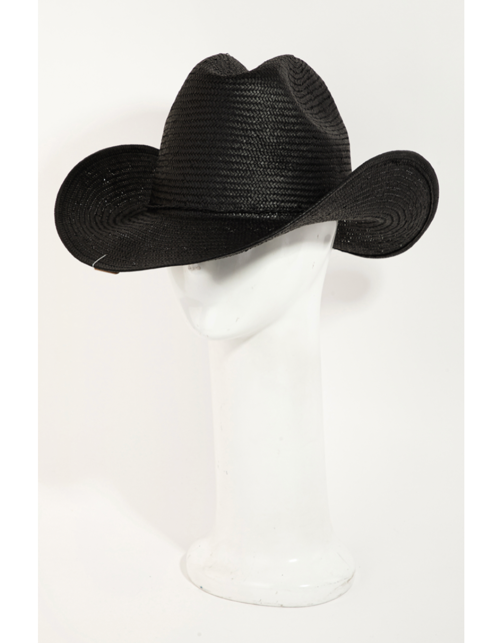 Fame Accessories Straw Braided Cowboy Hat (Black)