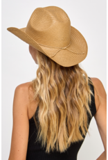 Fame Accessories Straw Braided Cowboy Hat (Tan)