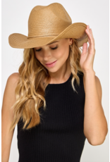 Fame Accessories Straw Braided Cowboy Hat (Tan)