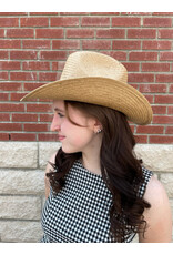 Fame Accessories Straw Braided Cowboy Hat (Tan)